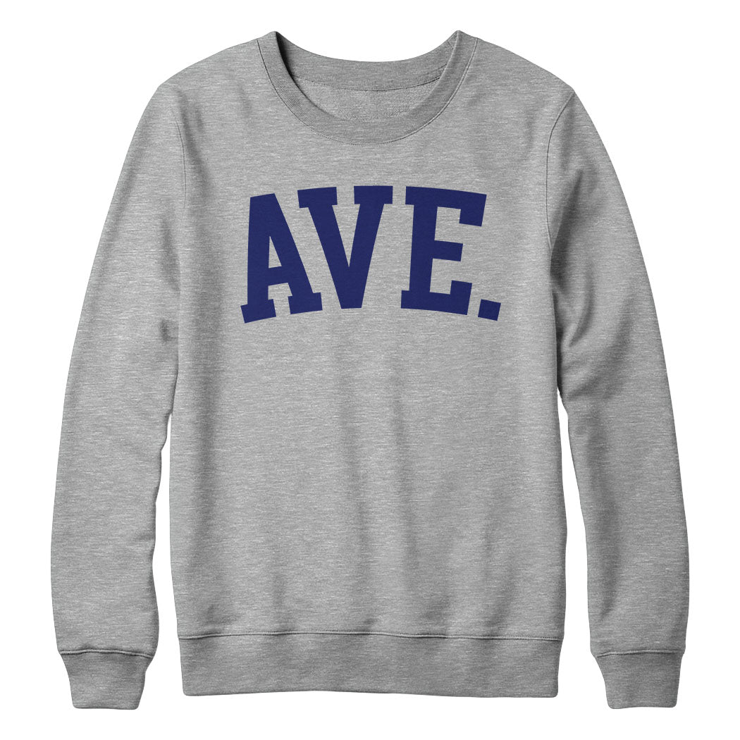 COLLEGIATE AVE CREWNECK (HEATHER/NAVY)