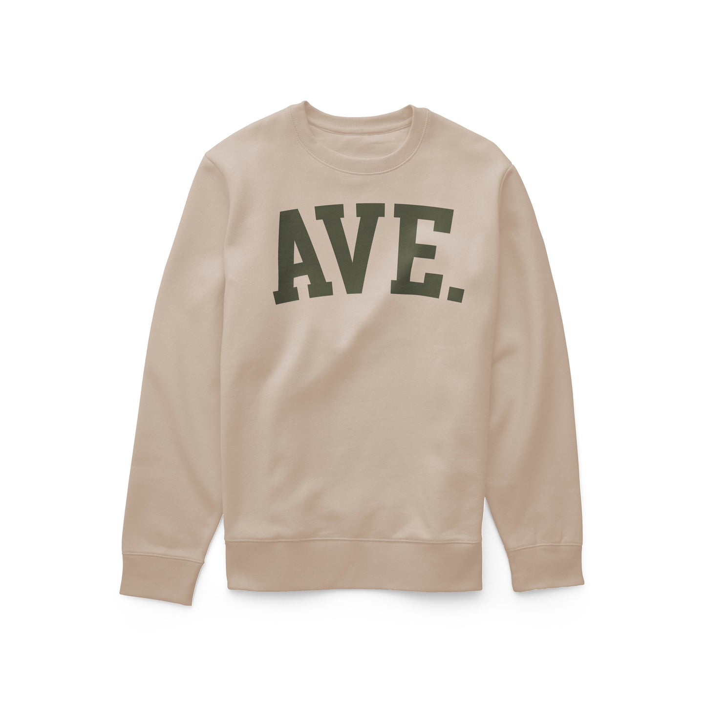 COLLEGIATE AVE CREWNECK (SAND/OLIVE)