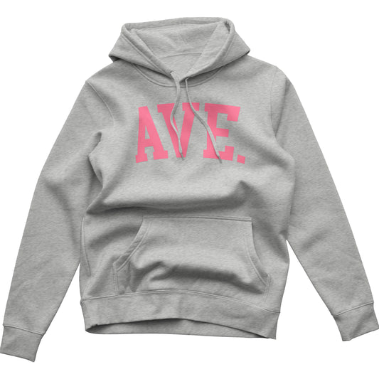 COLLEGIATE AVE HOODIE (HEATHER GREY/PINK)