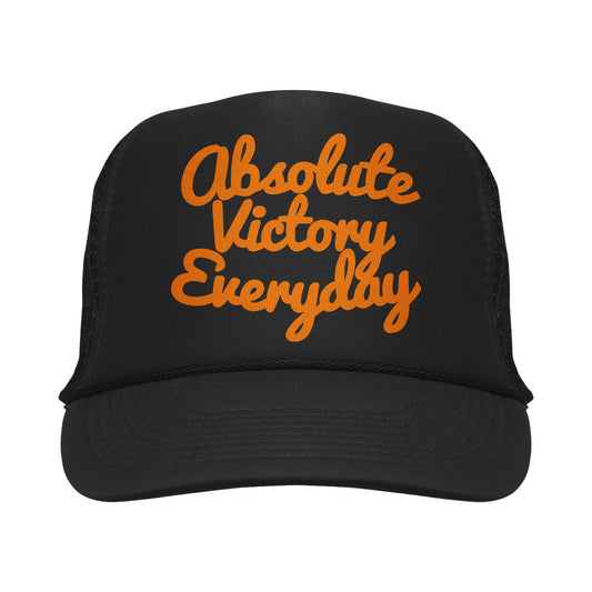 CLASSIC SCRIPT FOAM TRUCKER HAT (BLACK/ORANGE)