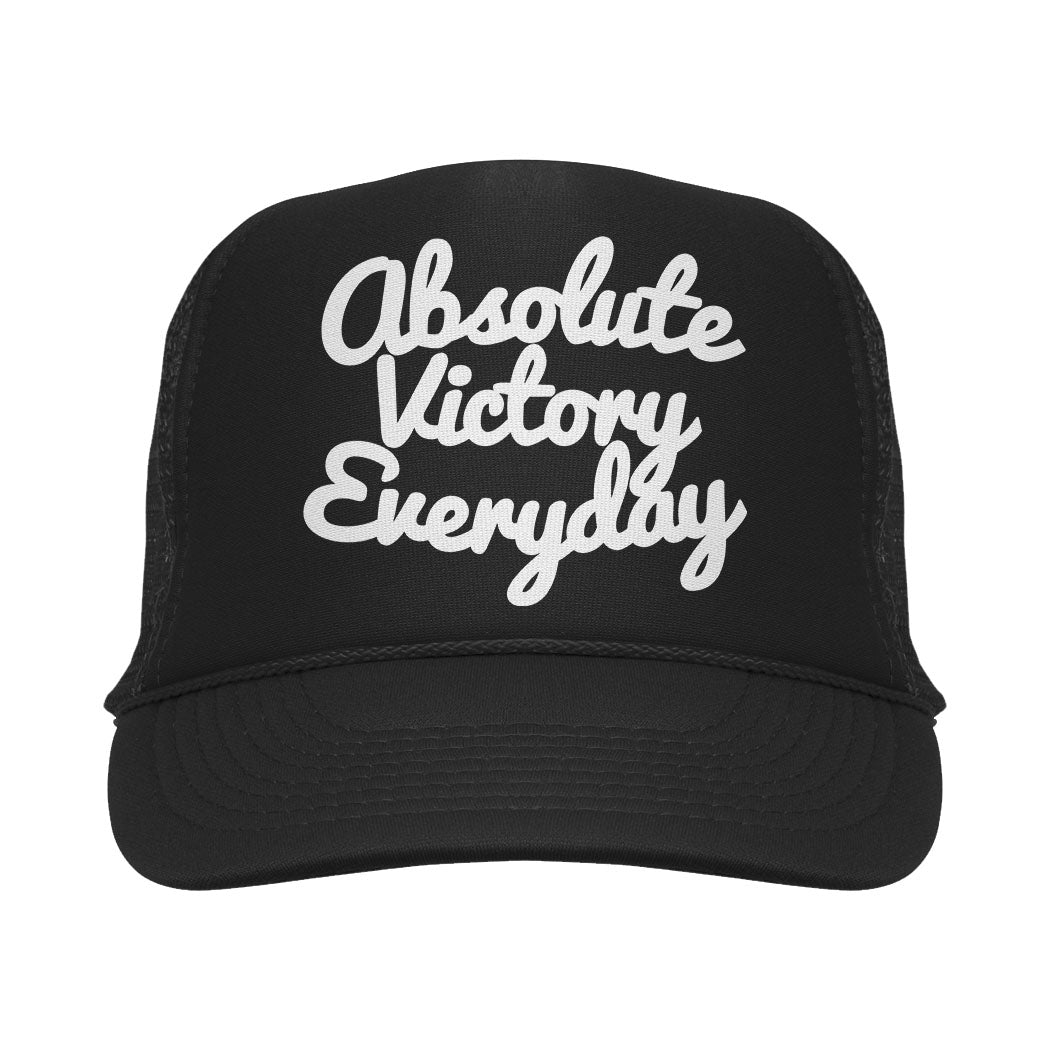 CLASSIC SCRIPT FOAM TRUCKER HAT (BLACK/WHITE)