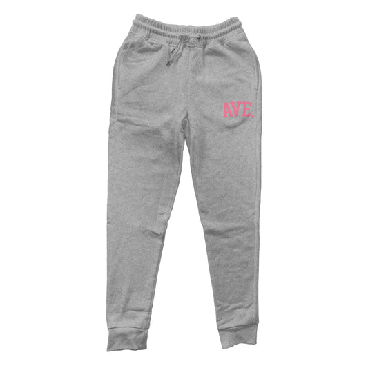 COLLEGIATE AVE JOGGERS (HEATHER GREY/PINK)