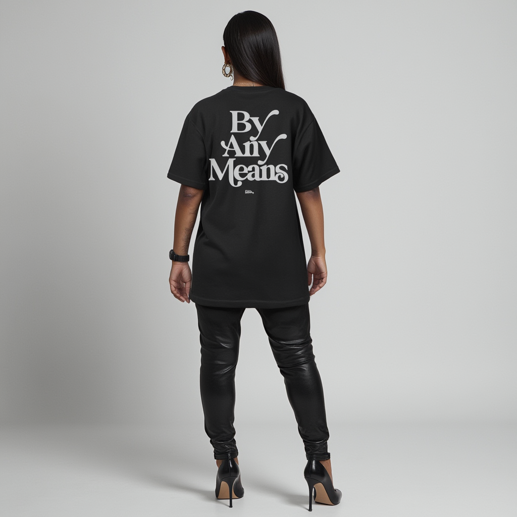 FOR THE WIN BY ANY MEANS TEE (BLACK/WHITE)