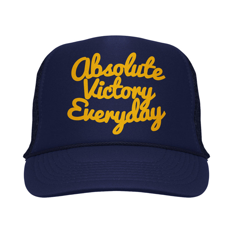 CLASSIC SCRIPT FOAM TRUCKER HAT (NAVY/GOLD)