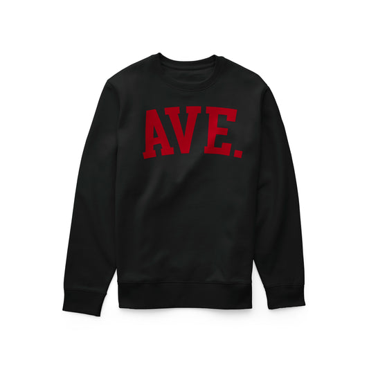 COLLEGIATE AVE CREWNECK (BLACK/RED)