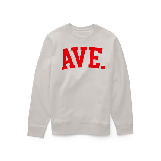 COLLEGIATE AVE CREWNECK (WHITE/RED)