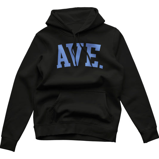 COLLEGIATE AVE HOODIE (BLACK/ COLONY BLUE)