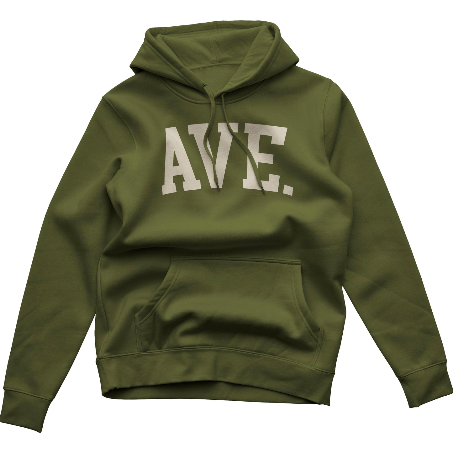 COLLEGIATE AVE HOODIE (ARMY GREEN/CREAM)