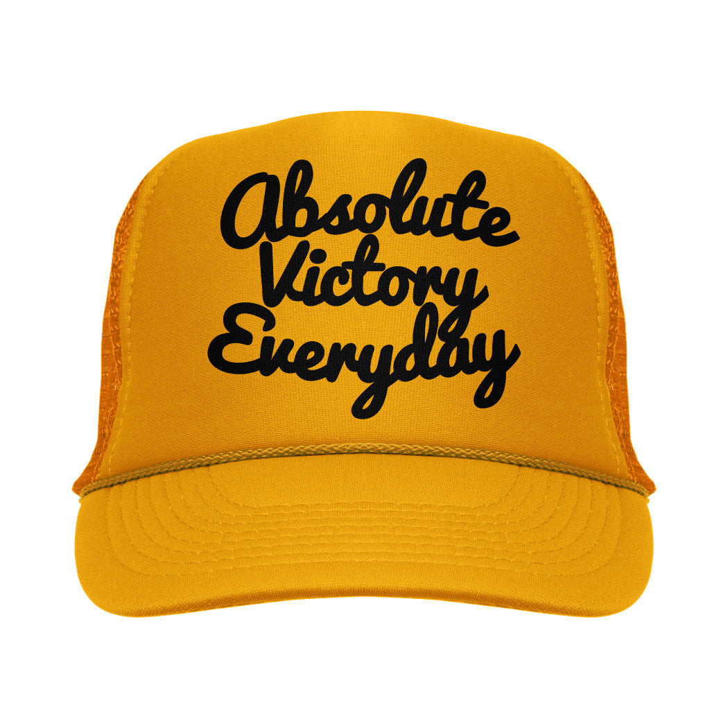 CLASSIC SCRIPT FOAM TRUCKER HAT (GOLD/BLACK)