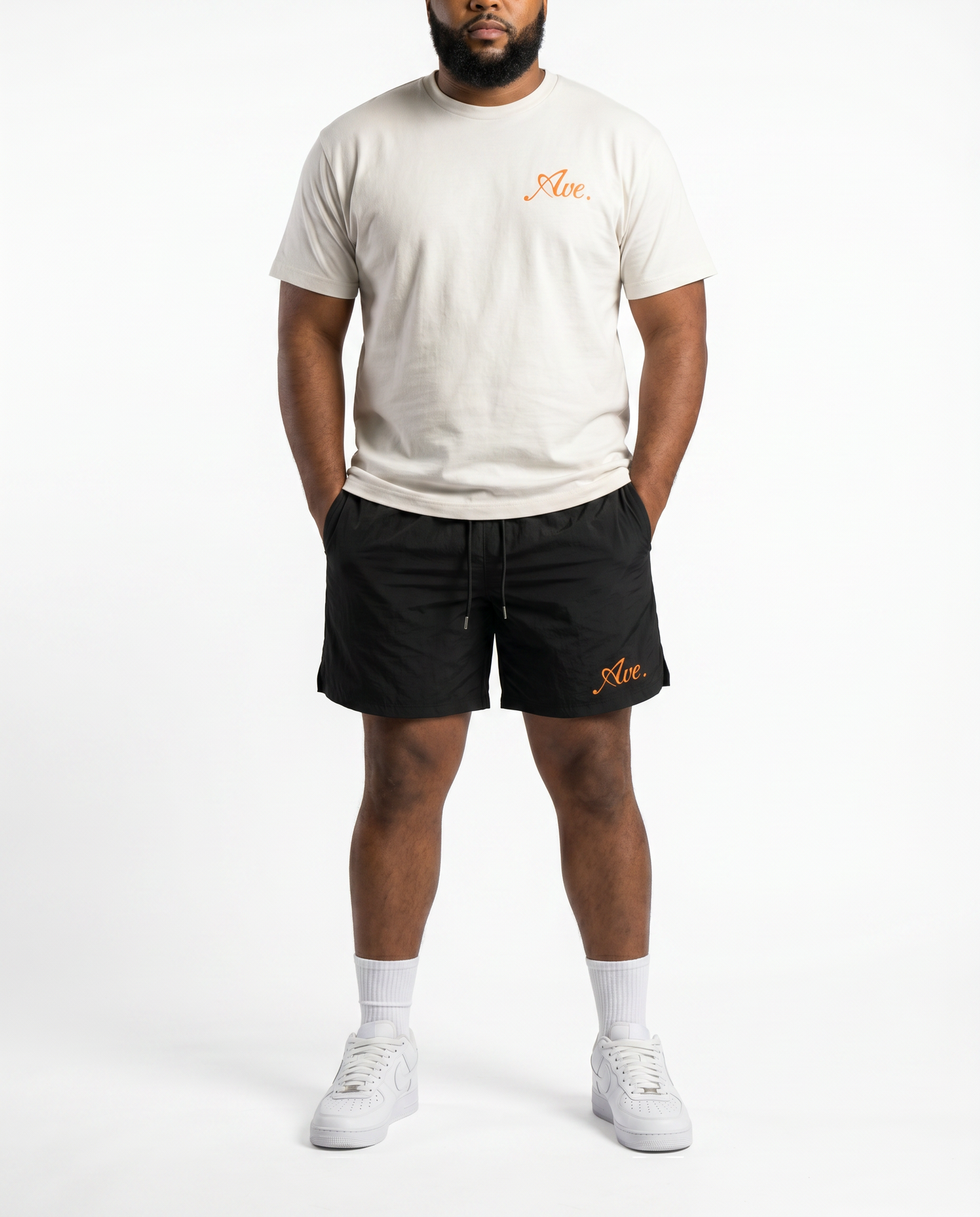 LUX LOGO NYLON SHORTS (BLACK/ORANGE)