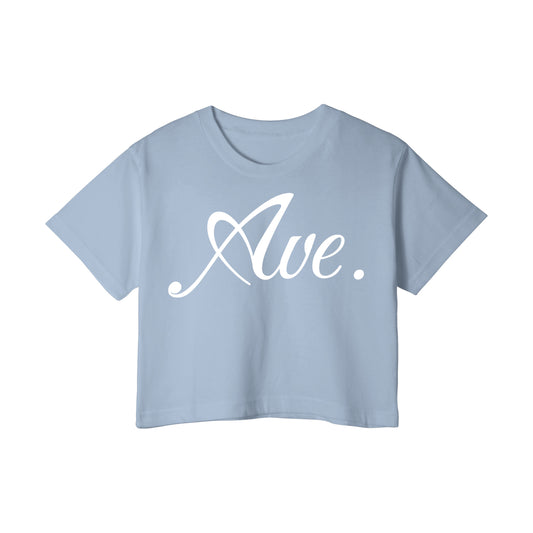 LUX LOGO CROPPED TEE (STONE DENIM)