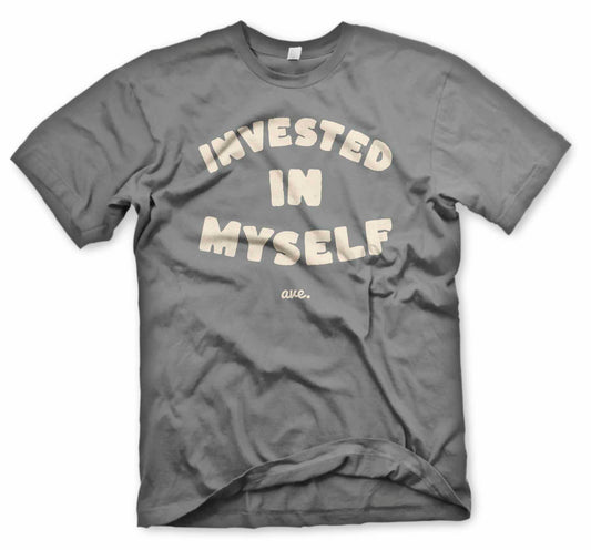 INVESTED IN MYSELF TEE (CHARCOAL/CREAM)