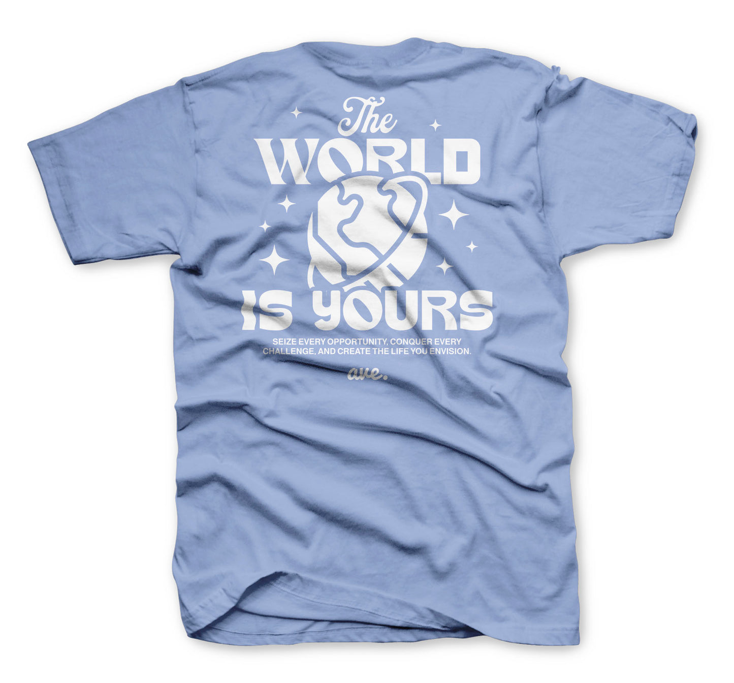 THE WORLD IS YOURS TEE (COLONY BLUE/WHITE)