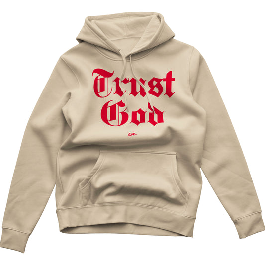 TRUST GOD HOODIE (SAND/RED)
