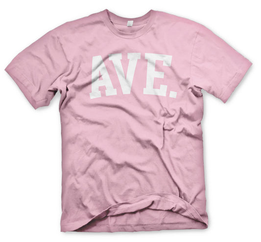 COLLEGIATE AVE TEE (PINK/WHITE)