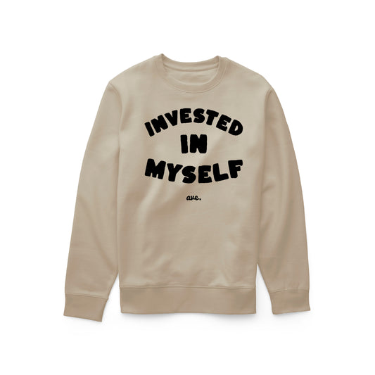 INVESTED IN MYSELF CREWNECK (SAND/BLACK)