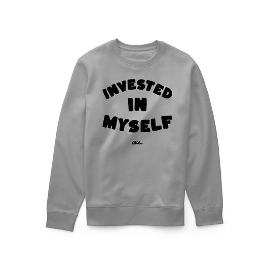 INVESTED IN MYSELF CREWNECK (DOVE/BLACK)