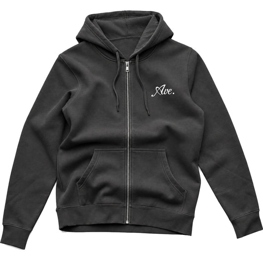 LUX LOGO ZIP UP HOODIE (SMOKE GREY/WHITE)