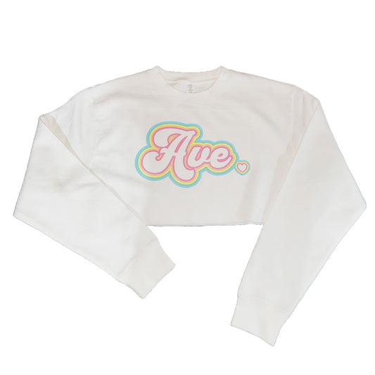 PASTEL AVE CROPPED CREWNECK (WHITE)