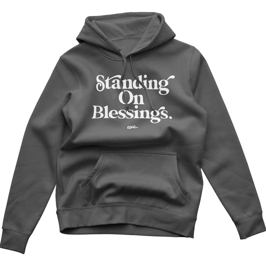 STANDING ON BLESSINGS HOODIE (CHARCOAL/WHITE)